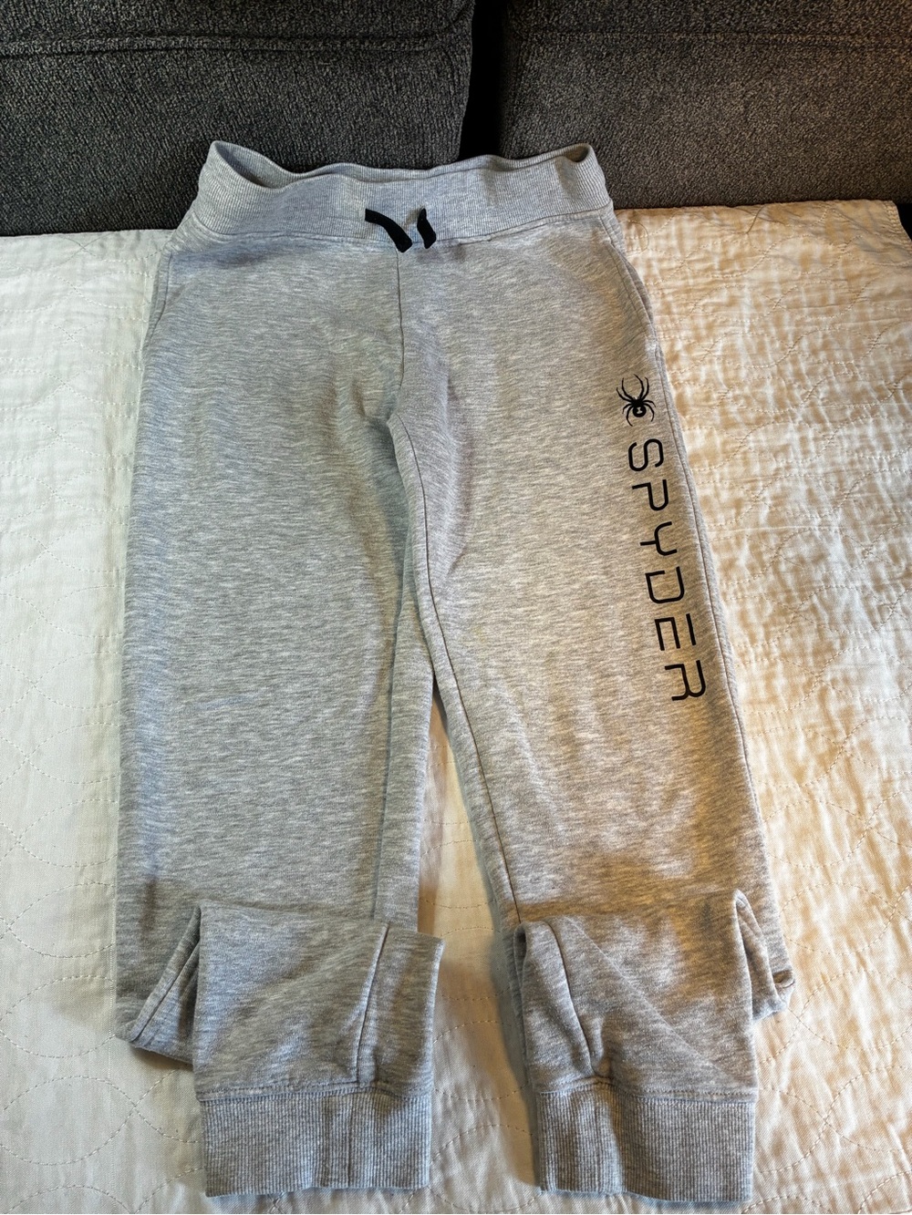 Spyder Kids Light Gray Sweat Joggers with Black Logo